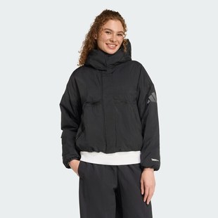 adidas阿迪达斯女子运动训练保暖连帽棉服外套JW1886