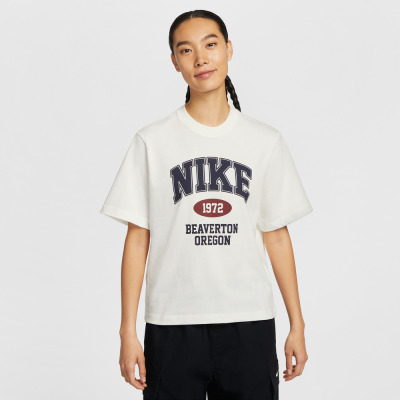 NIKE耐克夏女子运动休闲百搭宽松纯棉复古印花短袖T恤IH0825-133