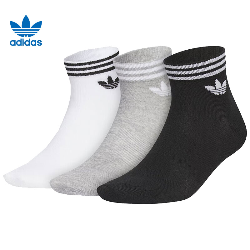 adidas Originals阿迪三叶草中性ORI TREF ANK 3P休闲袜子JL7668