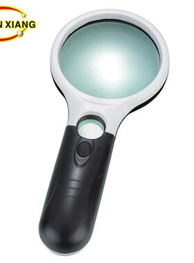 适配4倍45倍65mm三个LED灯放大镜手持大镜面玻璃扩大镜光学仪器观