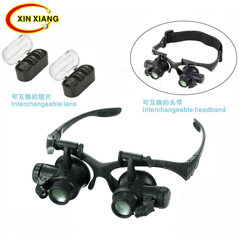 适配25倍LED灯头盔式线路板钟表精密仪器修理4种倍率头戴放大镜精