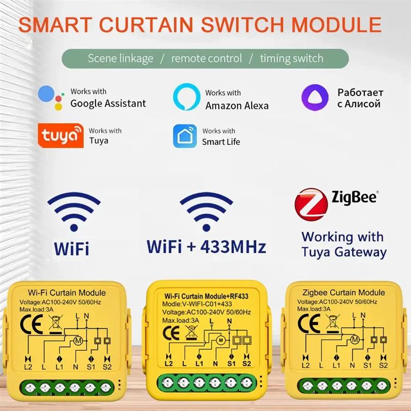 适配涂鸦Zigbee窗帘WIFI开关通断模块APP远程控制语音Alexa百叶窗