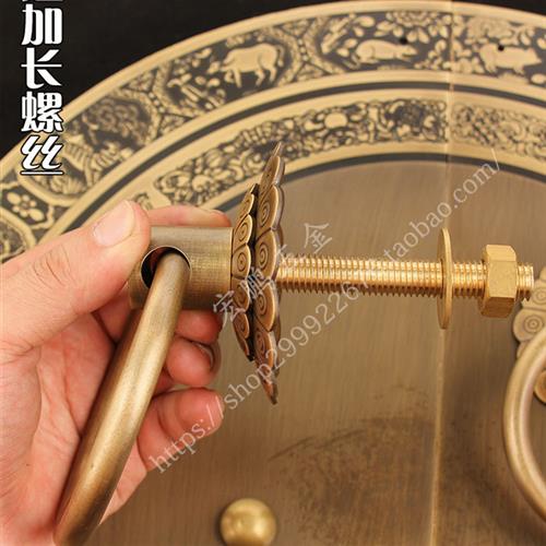 适用全铜加厚中式别墅大门门栓门锁仿古酒店木门把手复古祠堂寺庙
