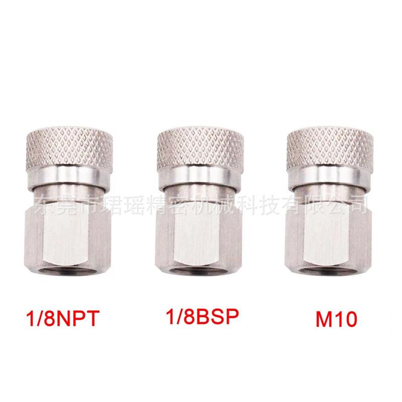 适配跨境不锈钢8MM 1/8NPT快速接头 M10*1内丝母头 1/8BSPP 充气