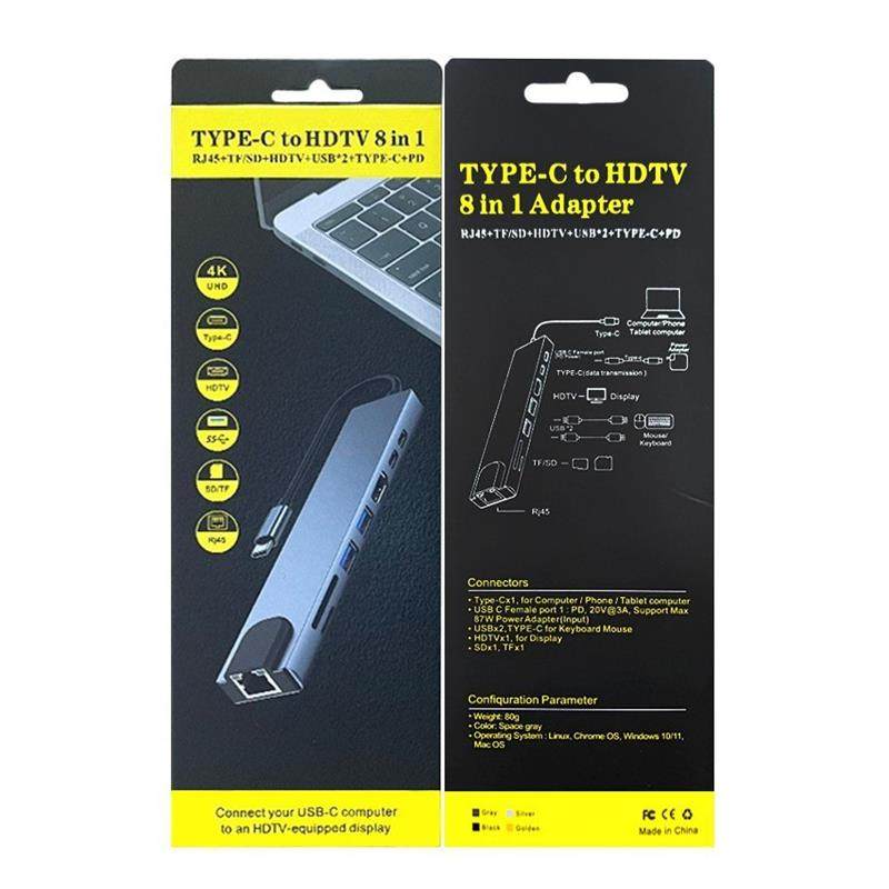 适配八合一type-c HDMI4K扩展坞 USB3.0百兆网卡笔记本HUB集线转,3C数码配件,USB HUB/转换器,淘宝优惠券,粉丝福利购,淘宝优惠卷