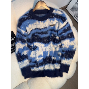 软糯马海毛圣诞毛衣男秋冬季 高级感痞帅线衣外套 费尔岛撞色针织衫