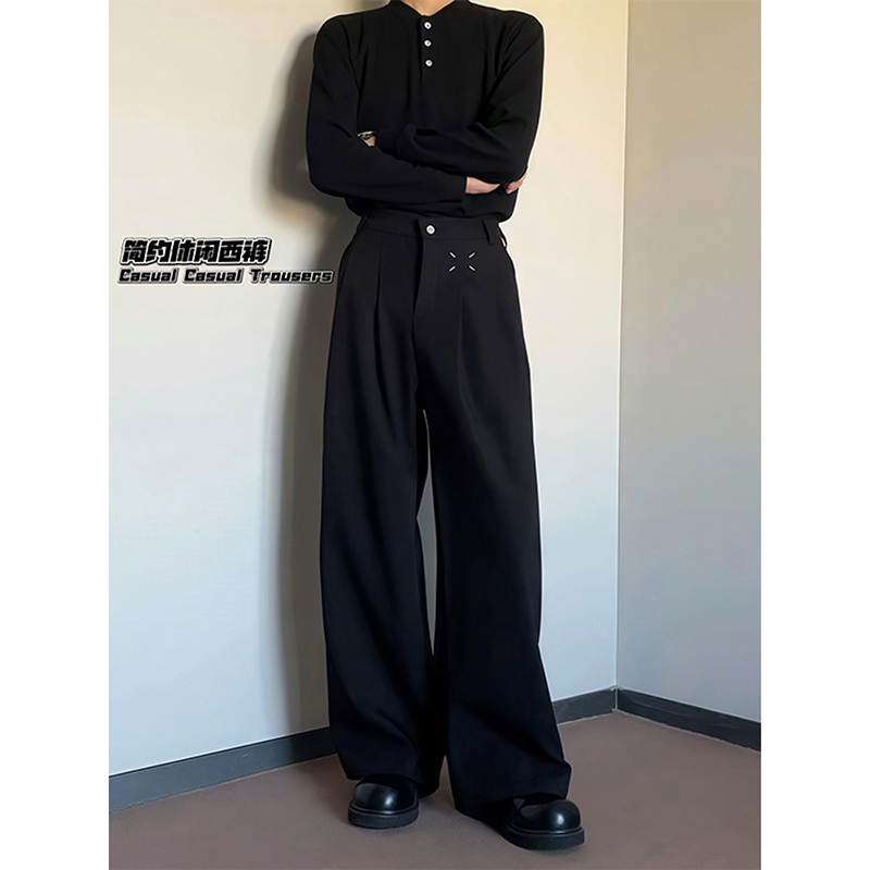 黑色马吉拉直筒西裤男垂感高级感