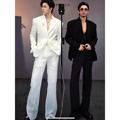 老钱风亚麻西服套装男早秋松弛感