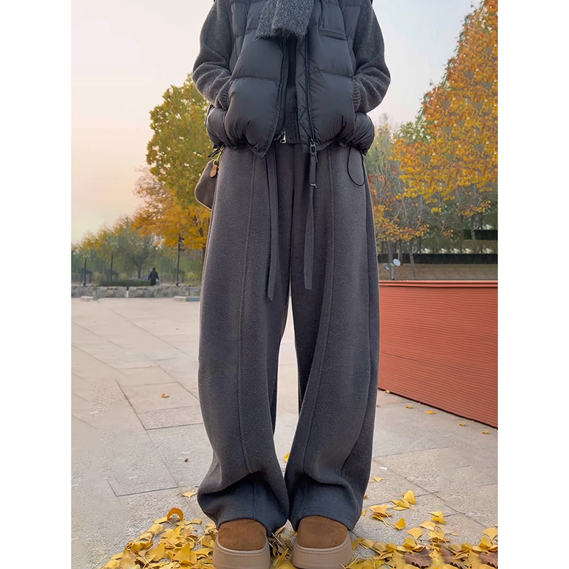 黑色解构弯刀卫裤男女秋冬季美式加绒加厚裤子cleanfit休闲阔腿裤