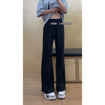 美式微喇西裤男款垂坠感冰丝裤子