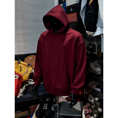 美式重磅加绒卫衣男生秋冬季外套