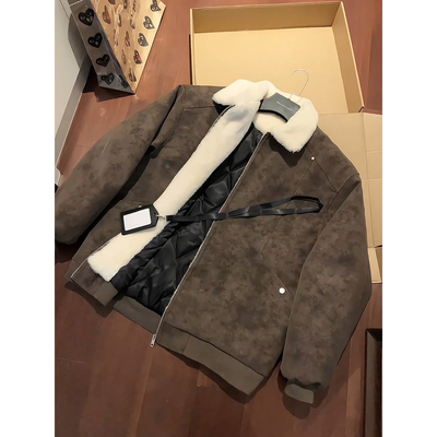 美式复古羊羔绒外套男款冬季棉服