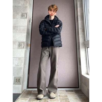 美拉德棕色加绒休闲裤男款秋冬