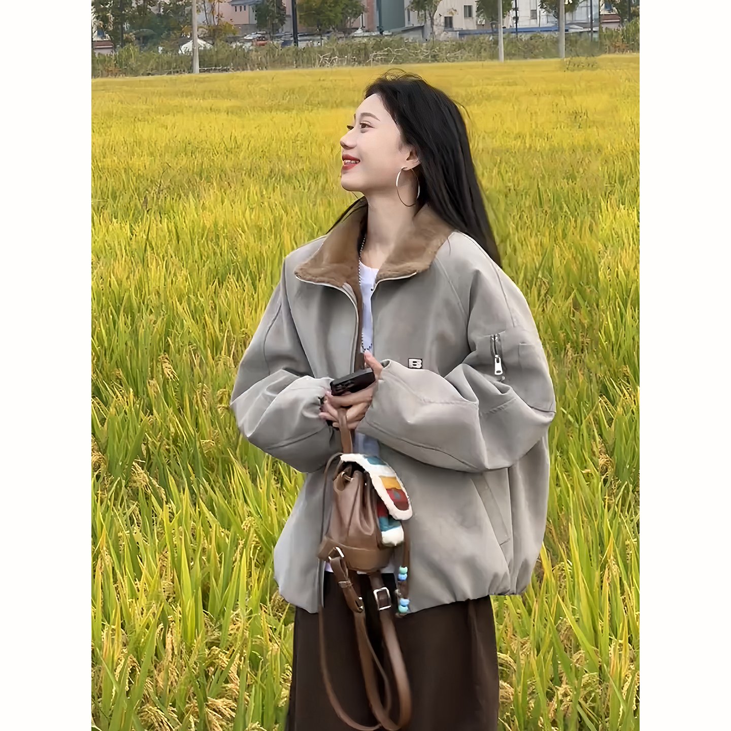 美式羊羔绒翻领棉衣男冬季外套