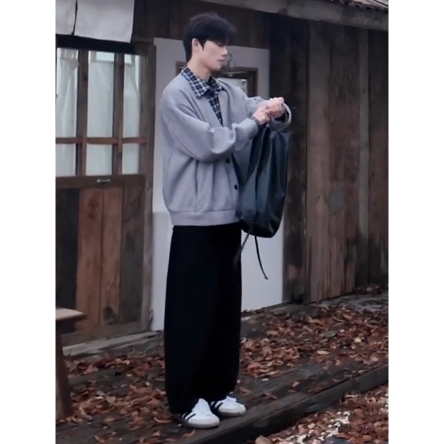 美式针织开衫v领卫衣男秋季外套