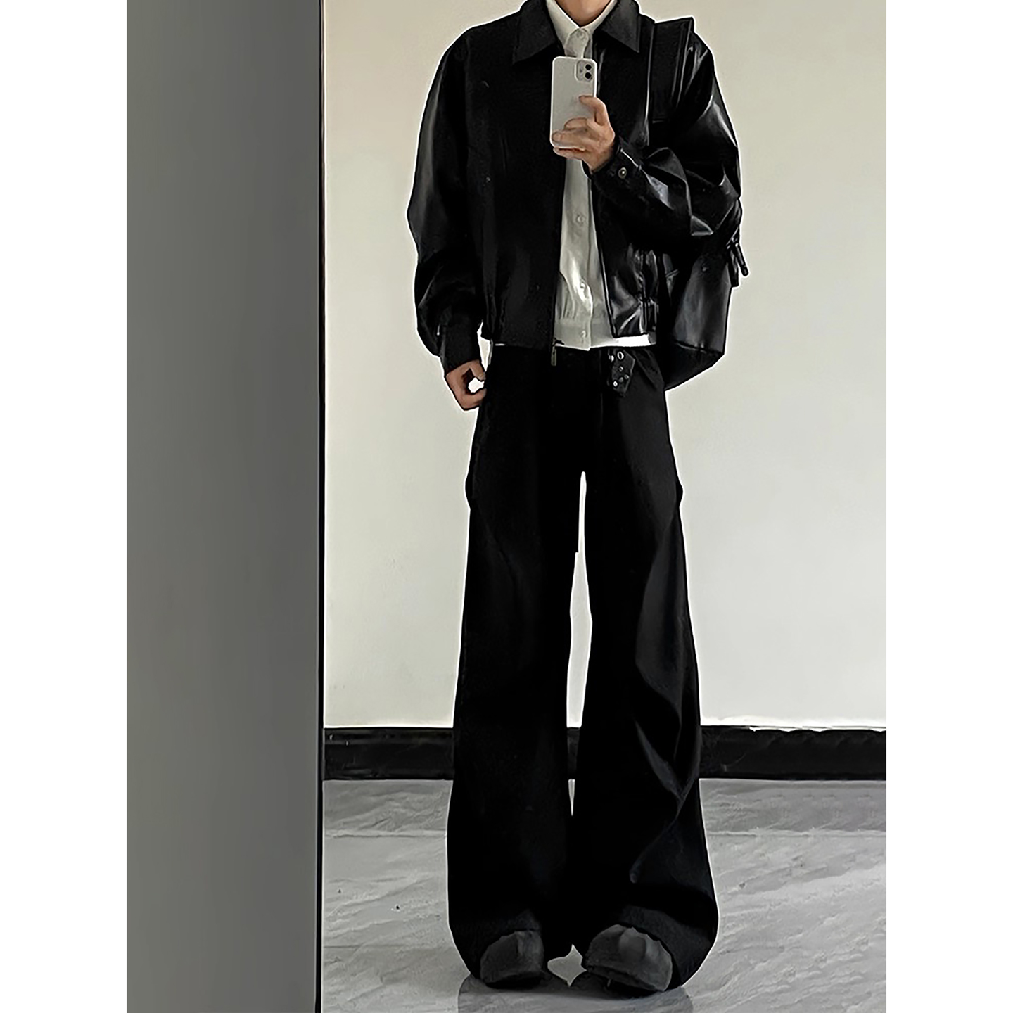 美式复古褶皱弯刀西裤男秋季ootd