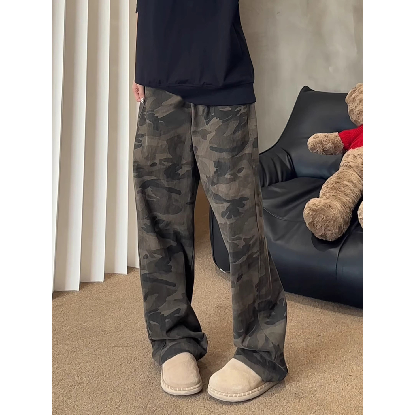 美式复古弯刀迷彩裤男秋冬季