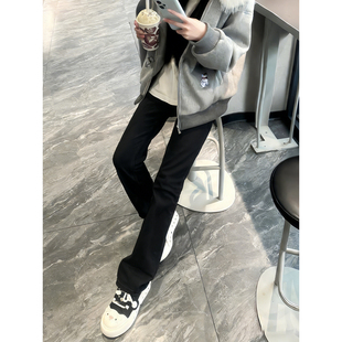 cleanfit黑色弯刀裤子男款春季直筒修身提档牛仔裤美式高街微喇裤