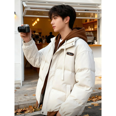 假两件连帽羽绒棉服男冬季高级感