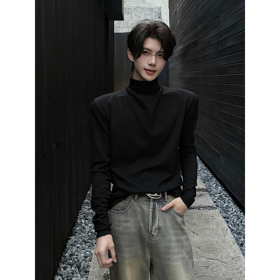 半高领双面德绒打底衫男秋冬加厚