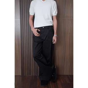 美式A字版型阔腿弯刀裤男款痞帅高级感宽松工装裤超帅直筒休闲裤