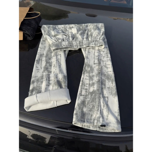 垂感直筒抽绳束脚裤 美式 秋冬加绒加厚运动卫裤 子男款 扎染灯芯绒裤