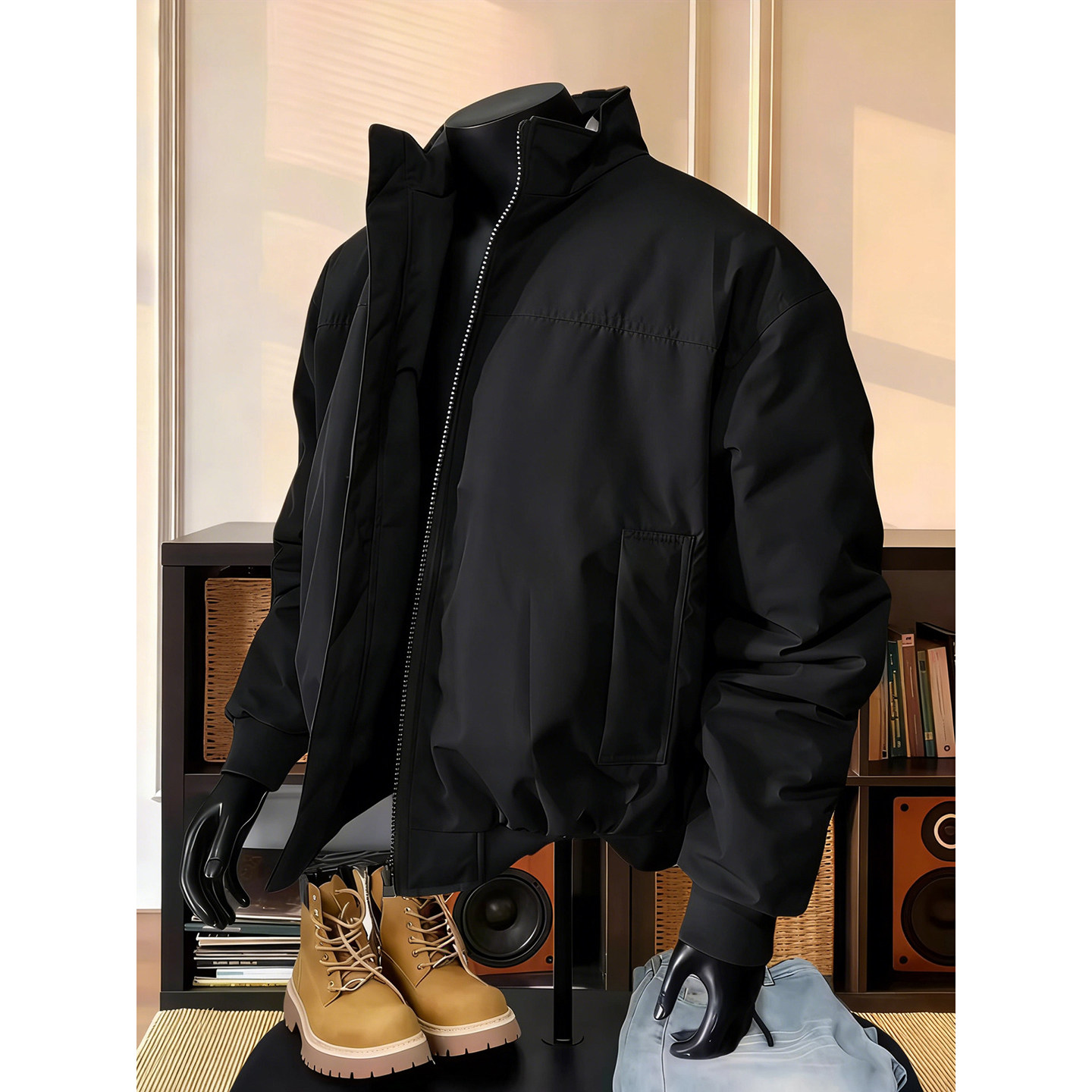 美式三防立领冲锋衣男春季短款教练飞行夹克高级感痞帅廓形棉外套