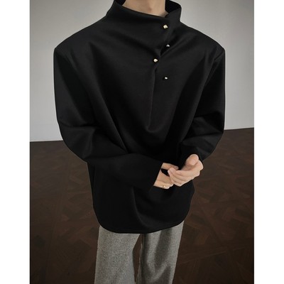 老钱风不规则设计感长袖t恤男