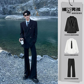 修身 西装 男士 韩版 礼服高级感黑色廓形西服三件套小众设计师款 外套