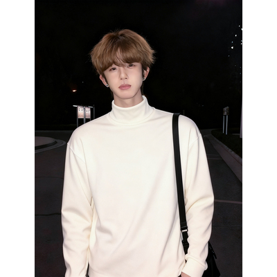 半高领德绒打底衫男秋冬加绒加厚