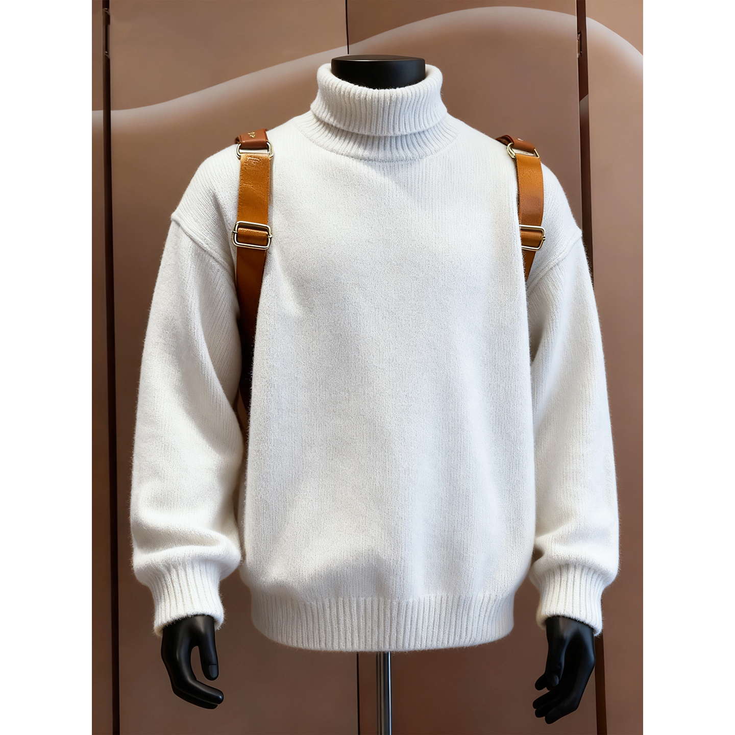 cleanfit白色高领毛衣男款秋冬