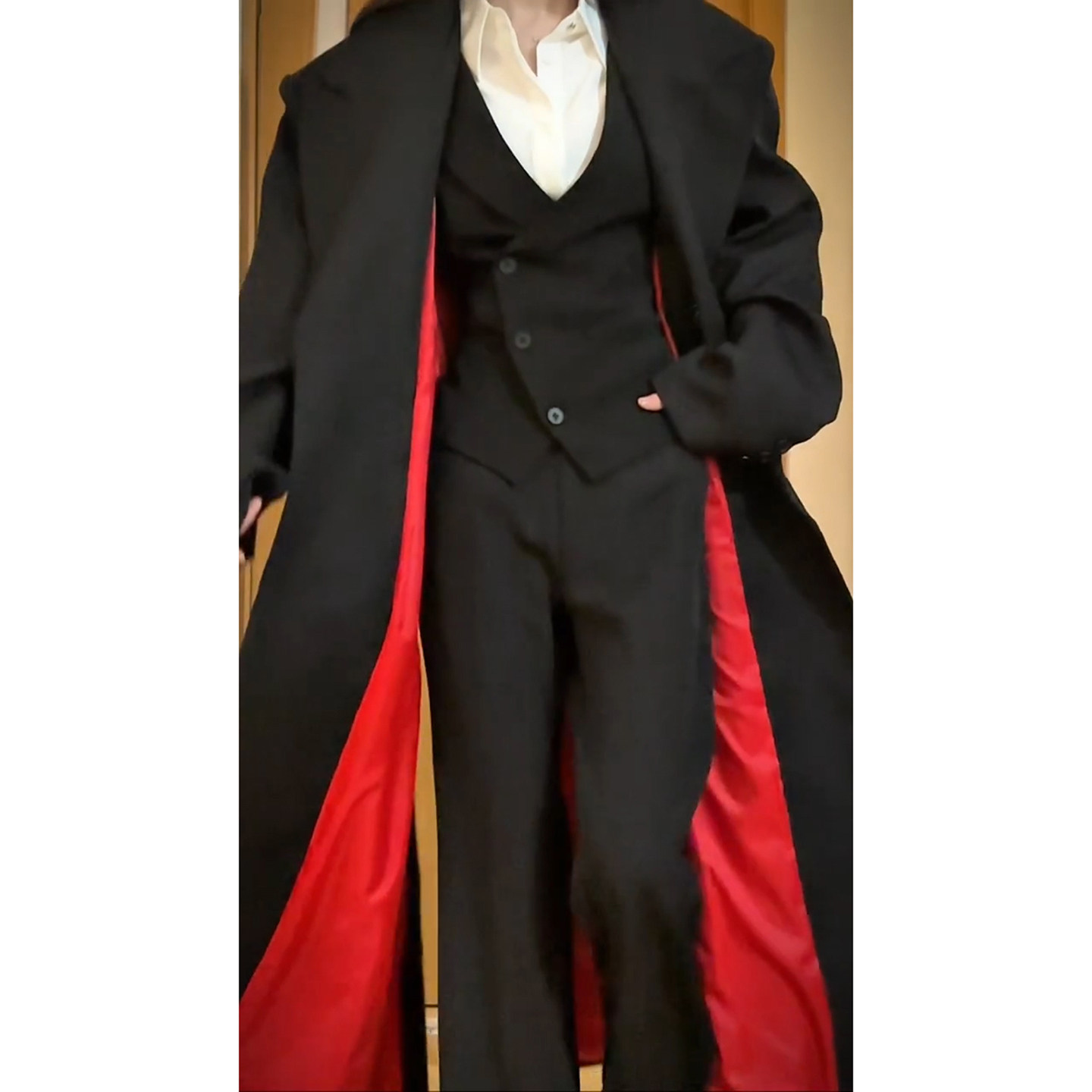 cleanfit穿搭黑红垫肩教父大衣秋冬中长款英伦风毛呢风衣外套男款,男装,毛呢大衣,淘宝优惠券,粉丝福利购,淘宝优惠卷