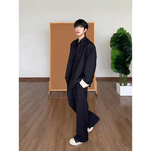 新中式国风订婚男生穿搭立领西装