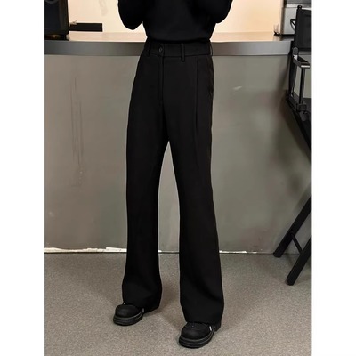 黑色马吉拉弯刀西裤男款夏季垂感