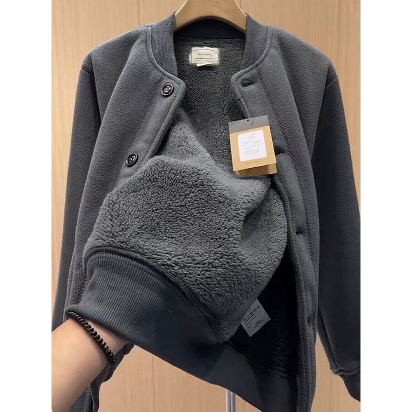 零下40度防寒内胆棉服男冬季羊羔毛抓绒卫衣夹克加厚保暖棒球棉衣