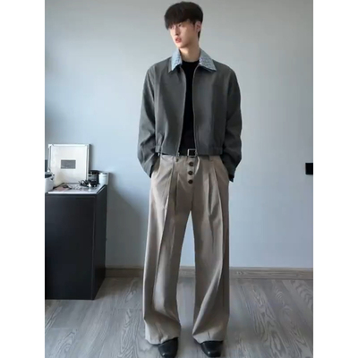 美式格子拼接cleanfit外套男秋季