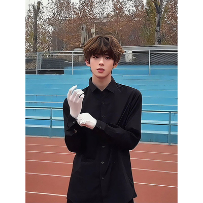 禁欲系加绒长袖衬衫男秋冬dk西装
