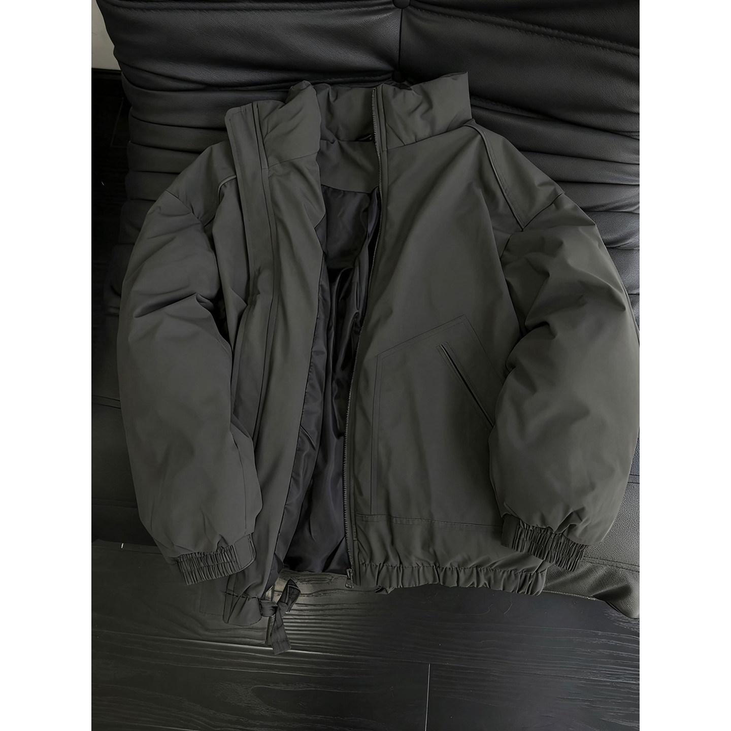 深灰色美式飞行夹克棉服男冬季短款廓形工装外套夹棉保暖立领棉衣