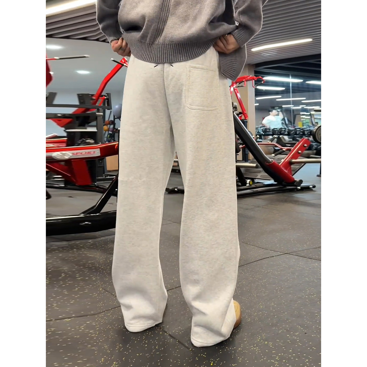 美式重磅银狐加绒卫裤健身运动