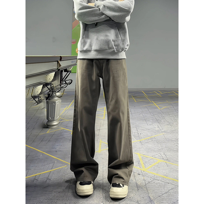 美拉德棕色加绒裤子男秋冬