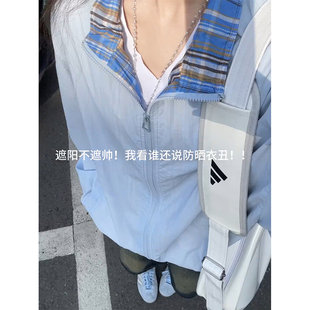 fitcheck冰川蓝夹克夏薄款2025新款男士防晒衣美式潮牌格纹冲锋衣