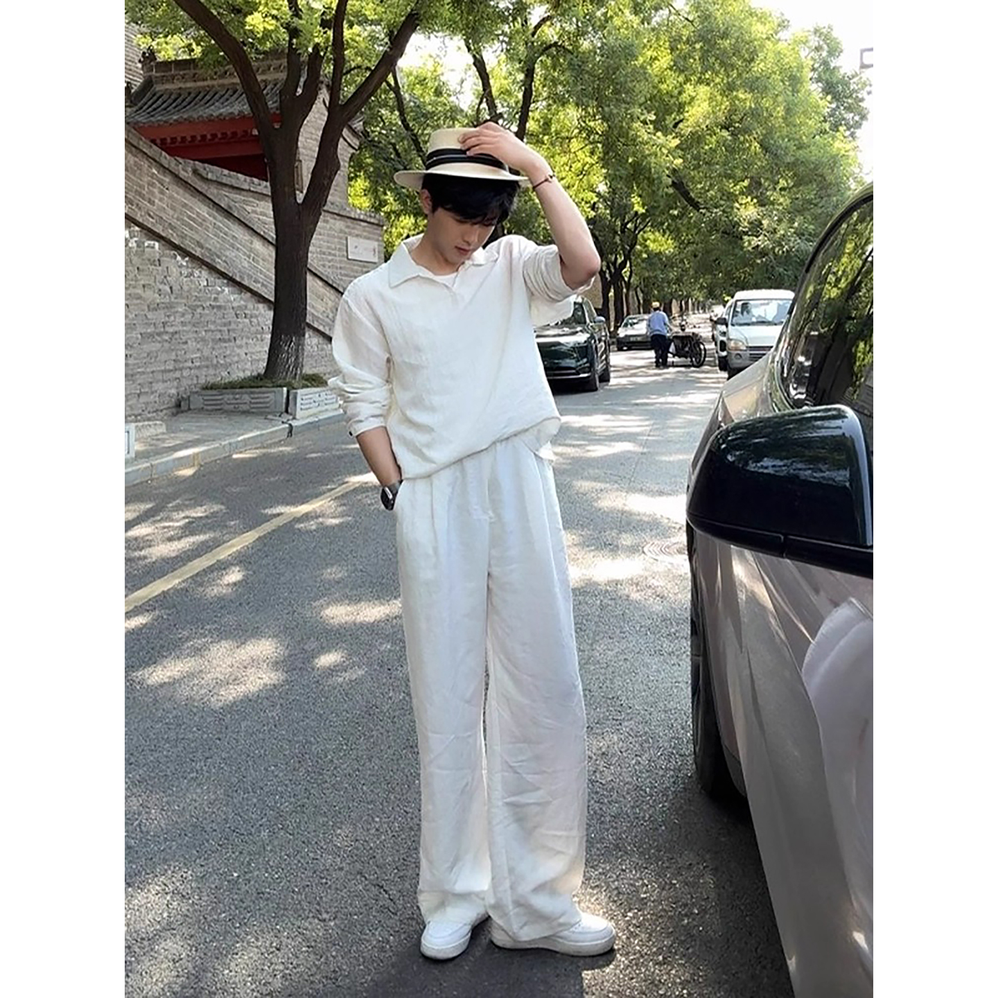 老钱风天丝亚麻套装夏季穿搭防晒