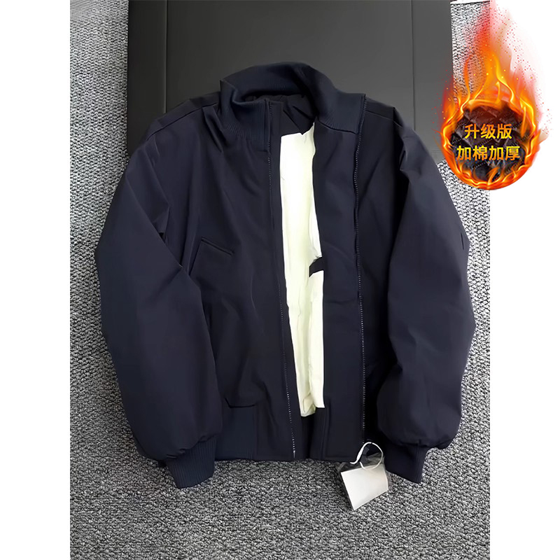 藏青色bomber飞行夹克棉服男冬季