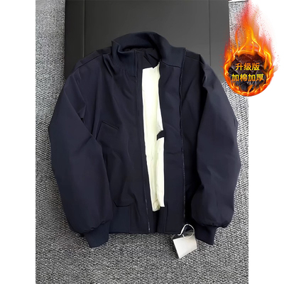 藏青色bomber飞行夹克棉服男冬季