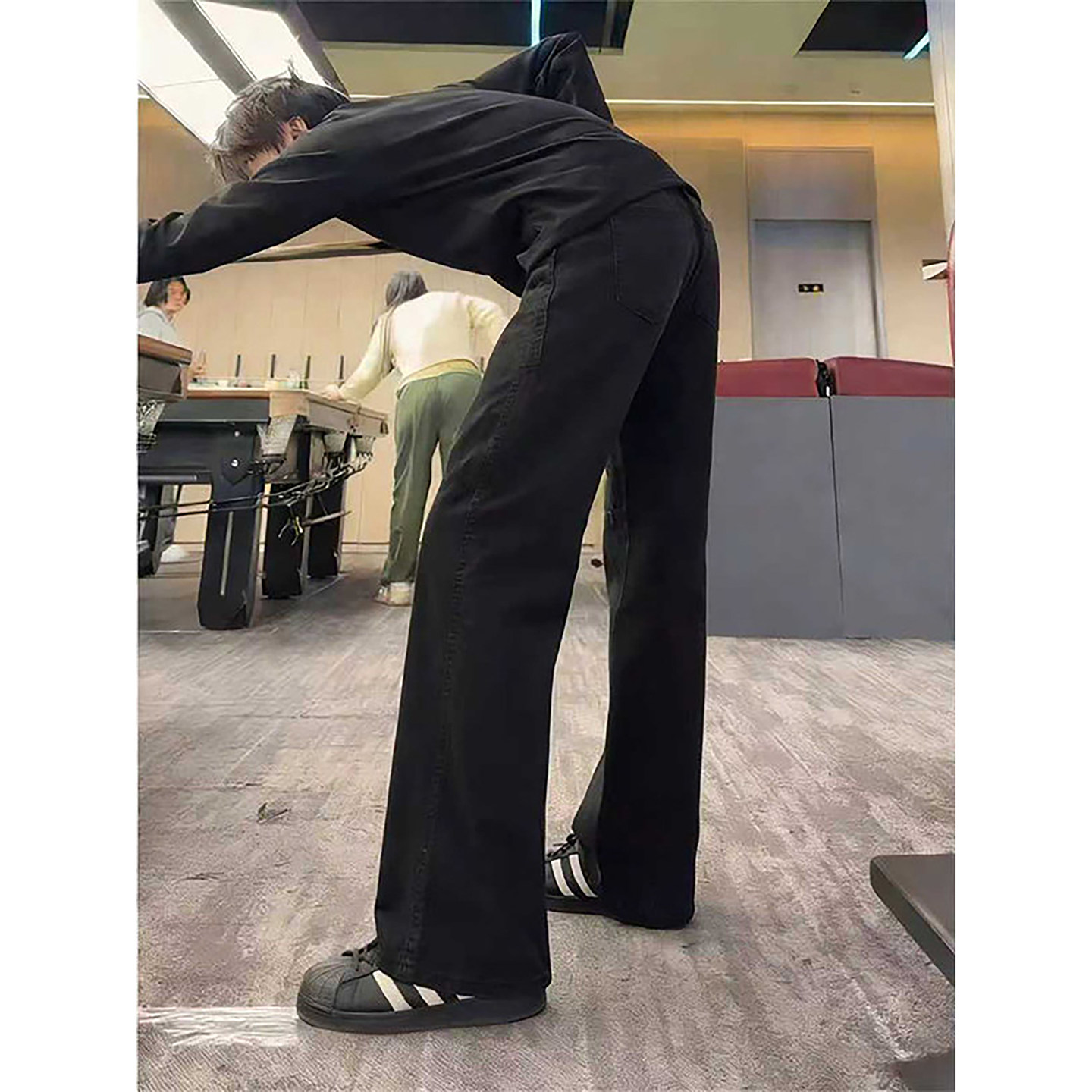 美式黑色微喇牛仔裤男款秋冬高街高个子加长版裤子提档显瘦直筒裤,男装,牛仔裤,淘宝优惠券,粉丝福利购,淘宝优惠卷