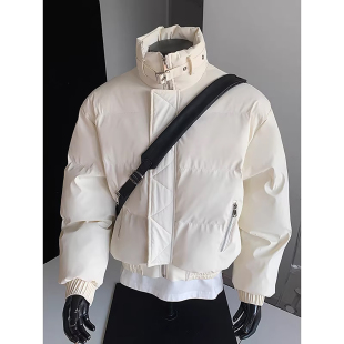 保暖立领面包服小众设计廓形棉衣外套 轻薄棉服男冬季 美式 高街短款