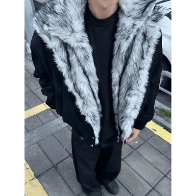 极地狼王座山雕假两件棉服外套男