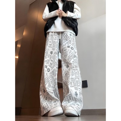 杏色灯芯绒裤子男款秋冬季