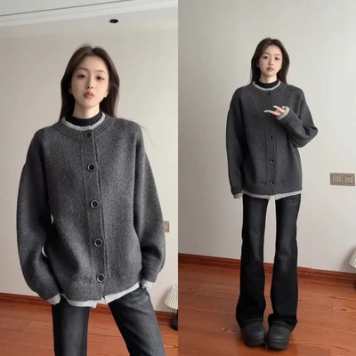 美式假两件针织毛衣男款秋冬韩系