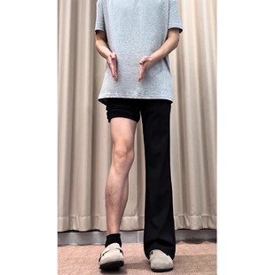 黑色517版型弯刀西裤男夏季薄款透气凉感冰丝裤子柳叶弯刀微喇裤
